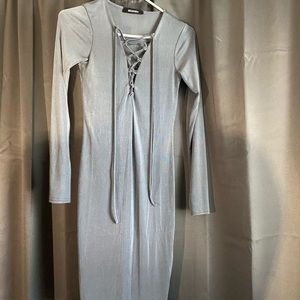 Long silver stretchy dress